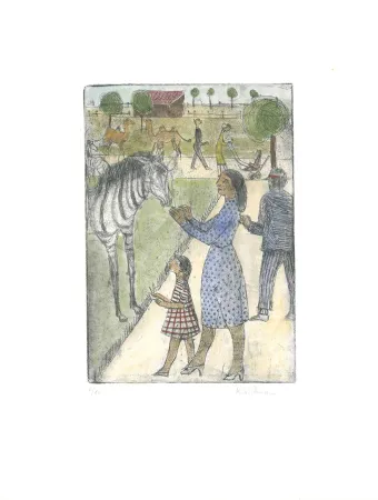 版画 Wittmann - Im Zoo / At the Zoo