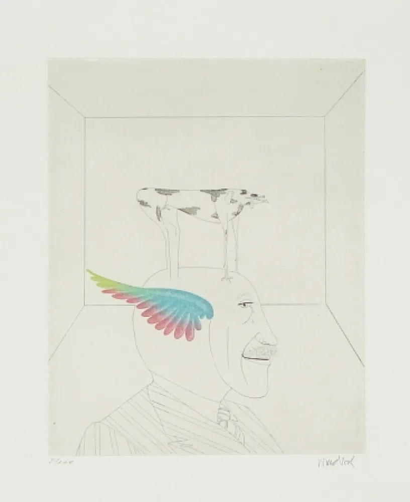 蚀刻飞尘法 Wunderlich - Autoportrait au chien