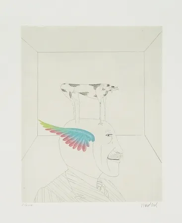 蚀刻飞尘法 Wunderlich - Autoportrait au chien