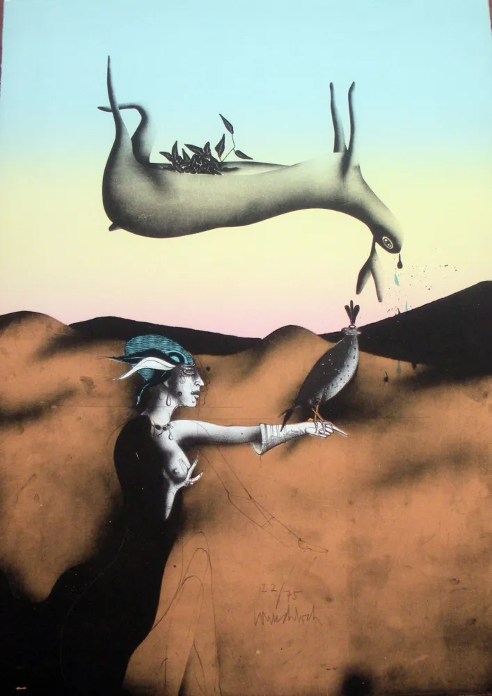 石版画 Wunderlich - Poésie de la chasse italienne