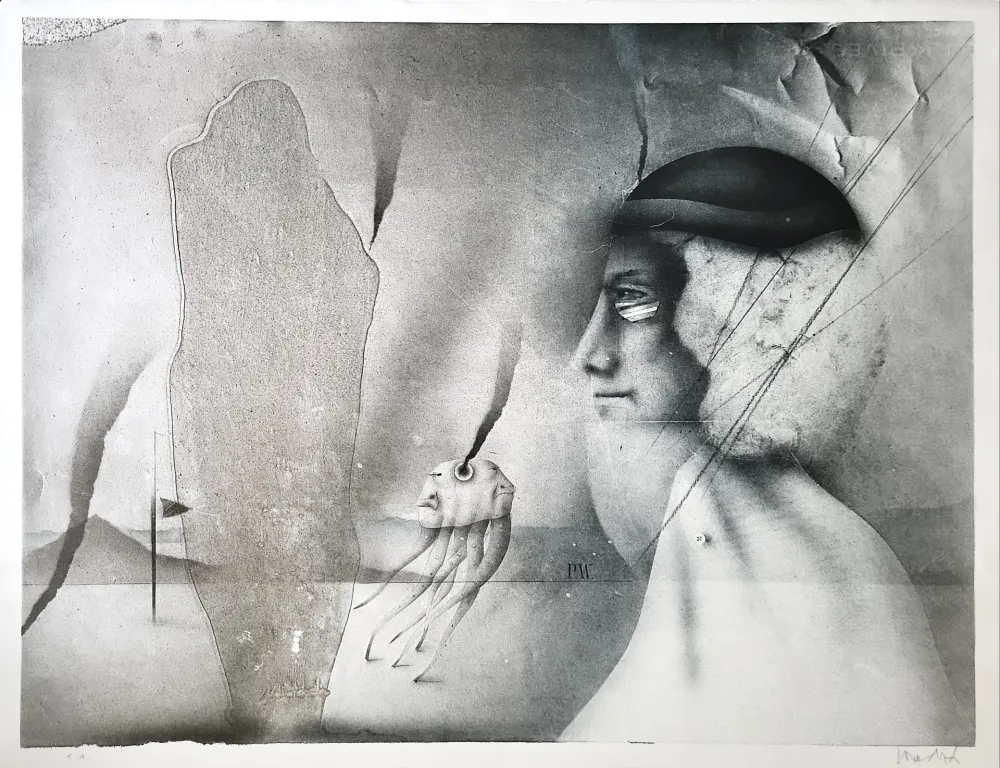 石版画 Wunderlich - Polyp mit Dame