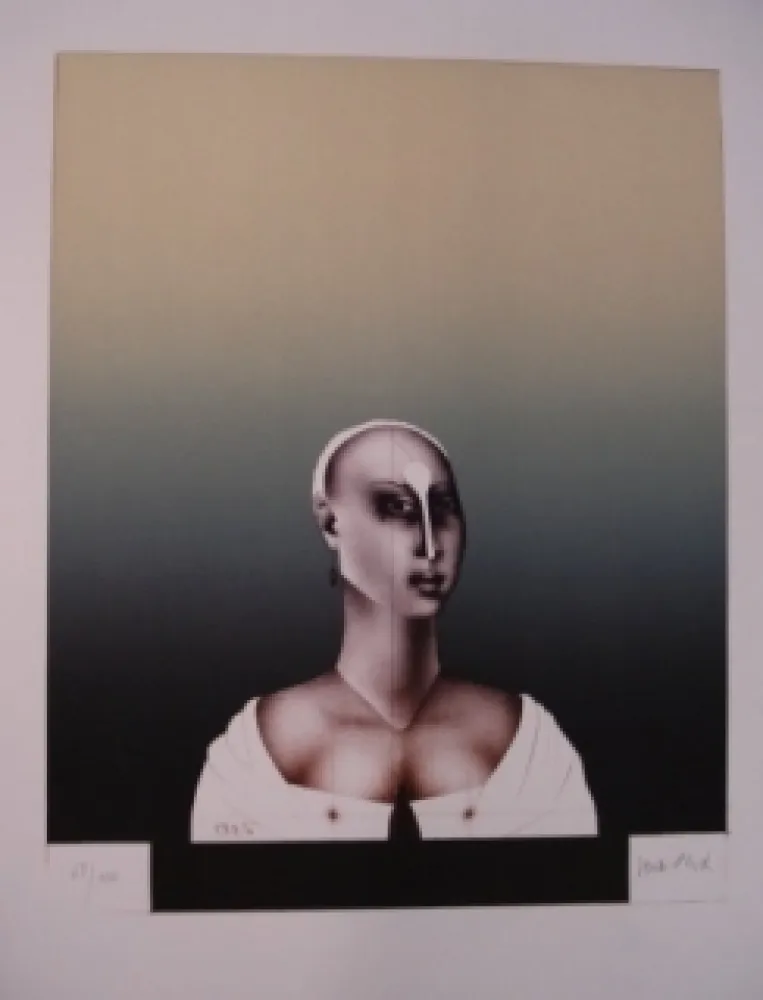 石版画 Wunderlich - Portrait d'une dame