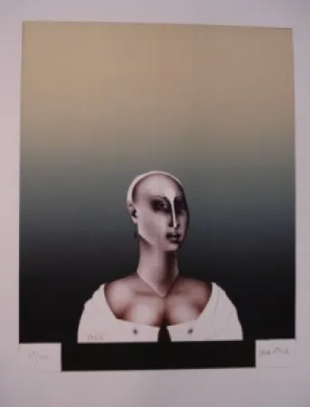 石版画 Wunderlich - Portrait d'une dame