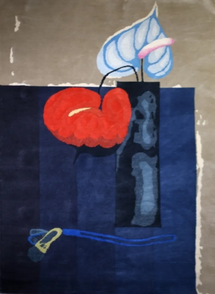 复数作品 Wunderlich - Vase mit zwei Anturien (TAPESTRY / TEPPICH)