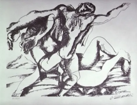 石版画 Zadkine - Combat avec l'Amazone Hippolyte