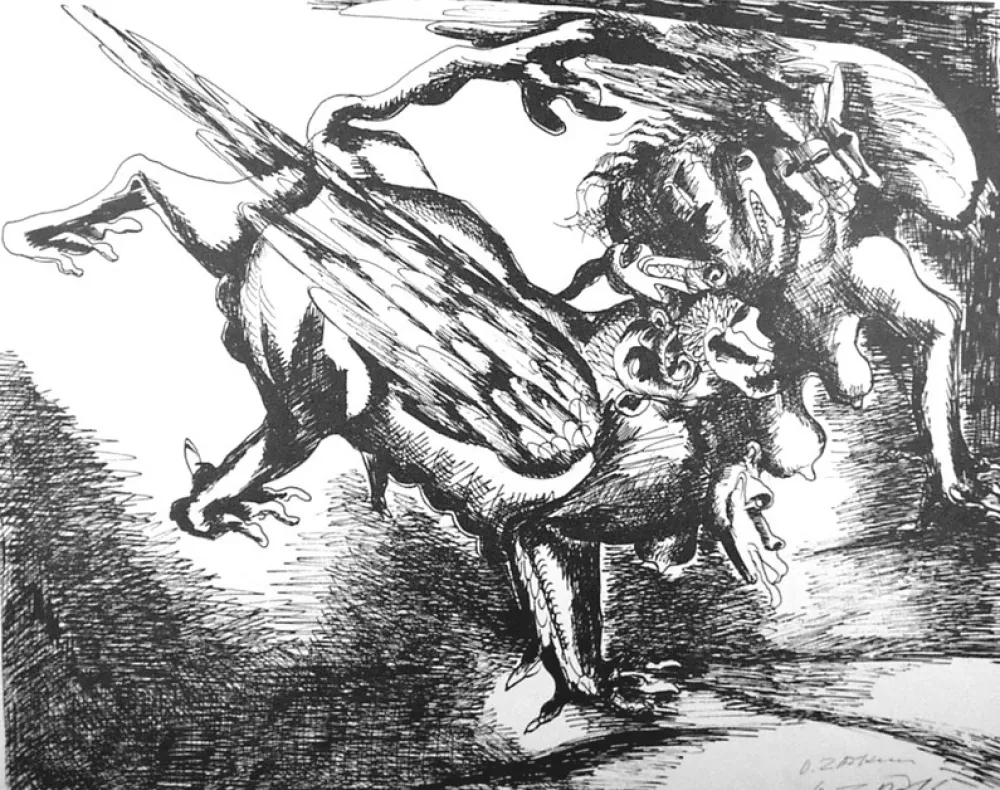 石版画 Zadkine - Combat avec l'hydre de Lerne