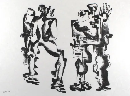 石版画 Zadkine - Deux figures