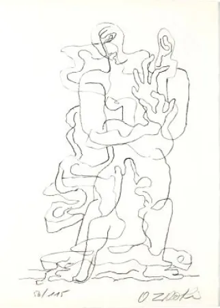 石版画 Zadkine - Jean Cassou: vingt-deux poèms