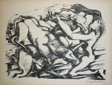 石版画 Zadkine - Les cavales de Diomède