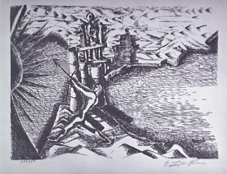 石版画 Zadkine - Les Colonnes d'Hercule