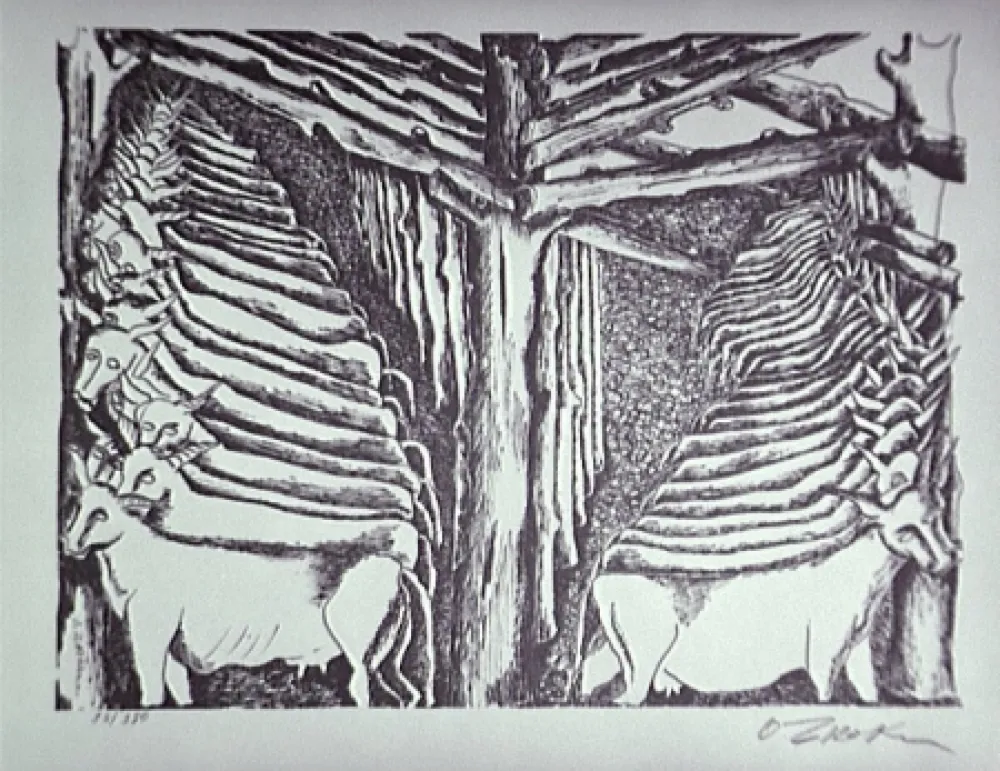 石版画 Zadkine - Les écuries d'Augias