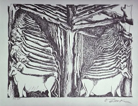 石版画 Zadkine - Les écuries d'Augias