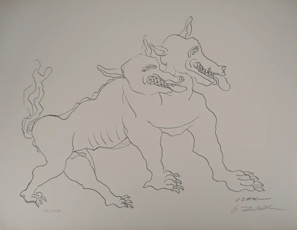 石版画 Zadkine -  Mythologie Hercule et le Cerbère