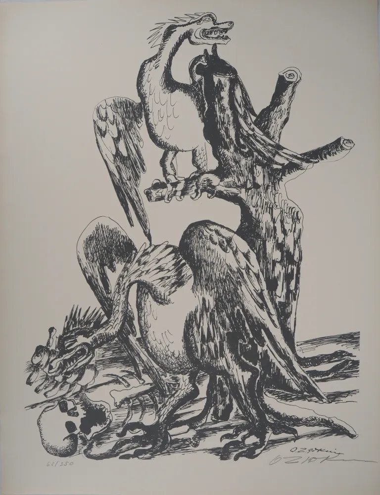 石版画 Zadkine - Mythologie Hercule et les oiseaux du lac Stymphale