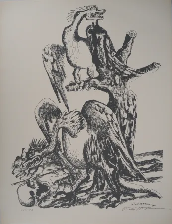 石版画 Zadkine - Mythologie Hercule et les oiseaux du lac Stymphale