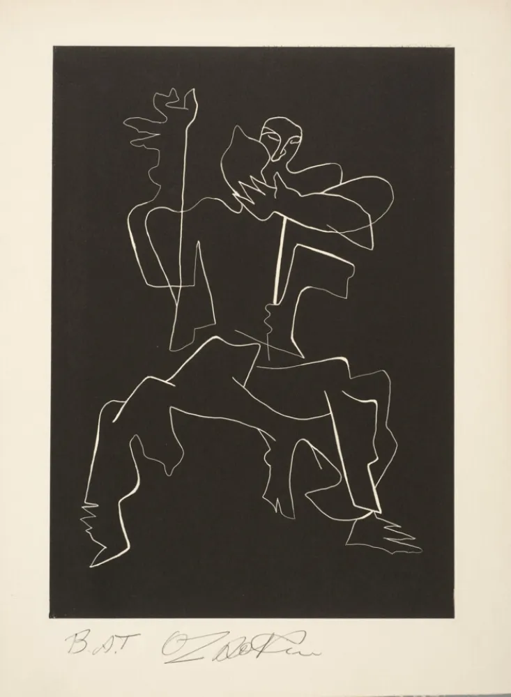 蚀刻版画 Zadkine - Sept Calligramme de Apollinaire