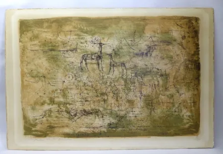 石版画 Zao - Les cerfs