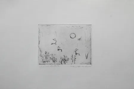 干刻版画 Zao - Les Petites Cerfs