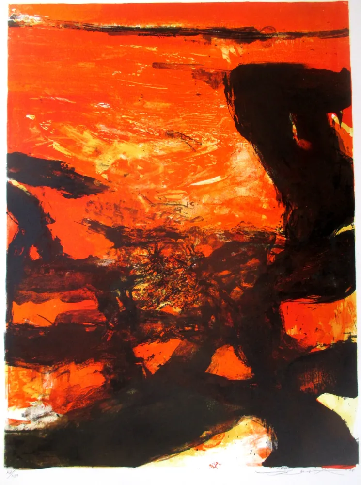 石版画 Zao - Red composition
