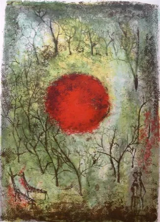 石版画 Zao - Soleil Rouge