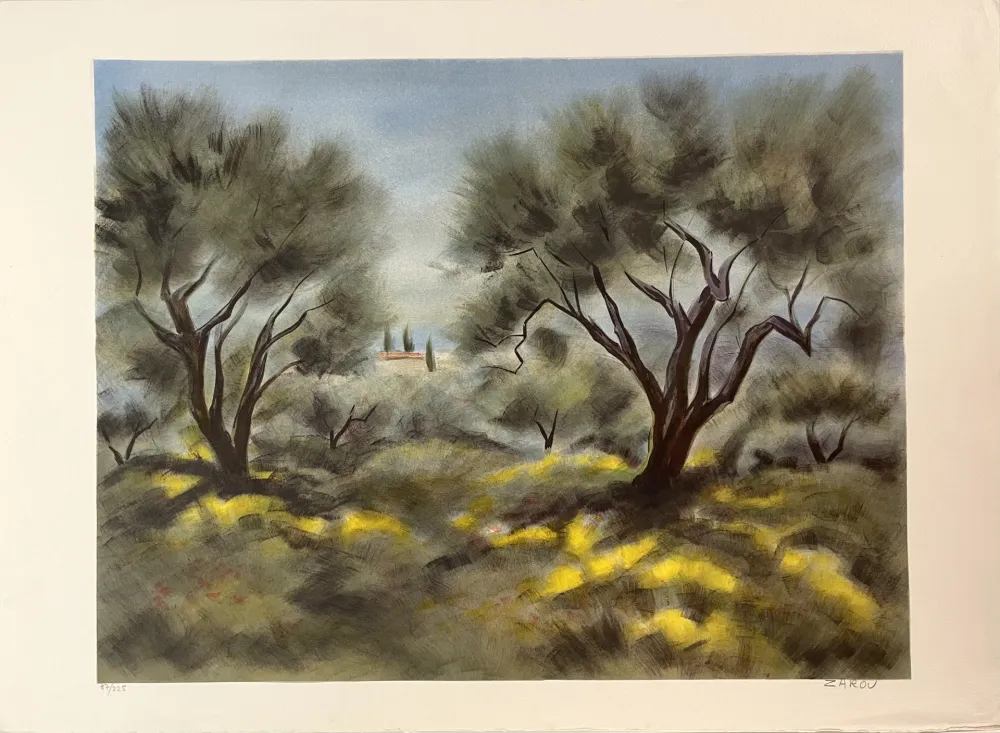 石版画 Zarou - Les Oliviers