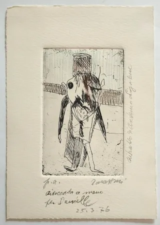 蚀刻版画 Zavattini - Ritratto di Antonio Ligabue