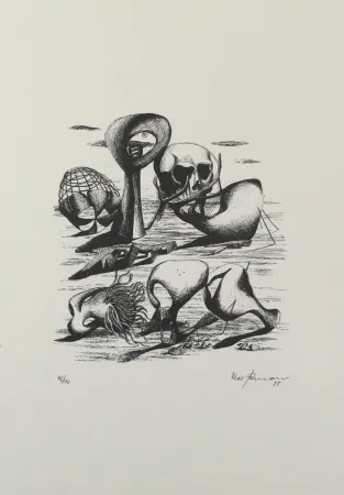 石版画 Zimmermann - Hundert Jahre später