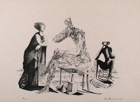 石版画 Zimmermann - Mittag