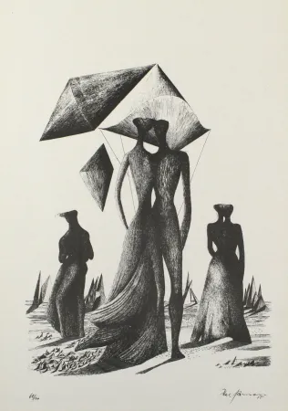 石版画 Zimmermann - Paar mit Himmelskörpern