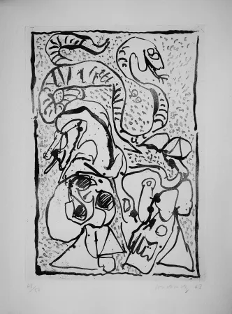 蚀刻版画 Alechinsky - Ca serpente