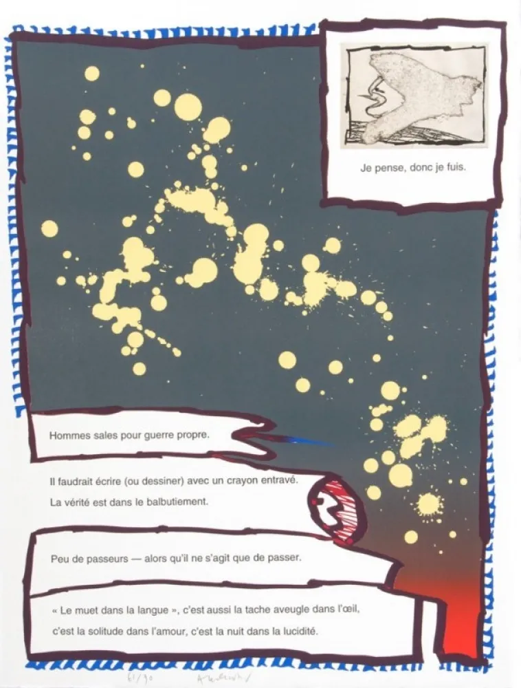 石版画 Alechinsky - JE PENSE DONC JE FUIS