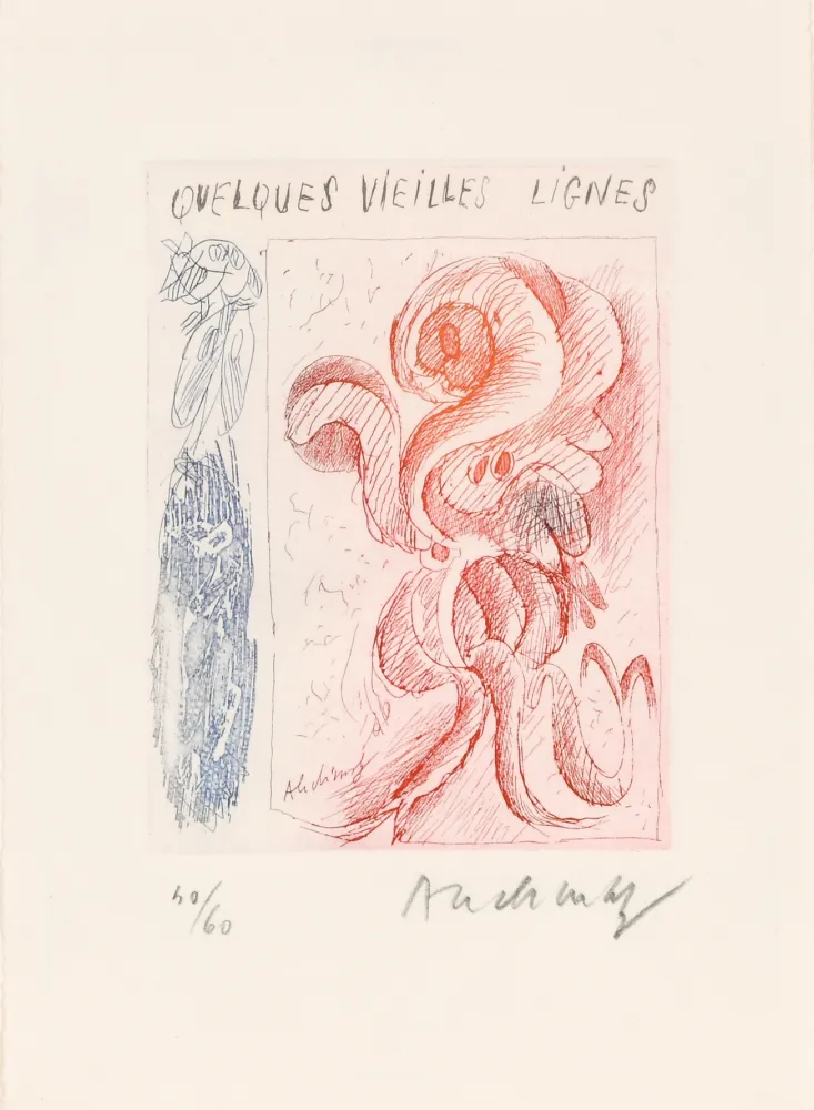 蚀刻版画 Alechinsky - Quelques vieilles lignes I