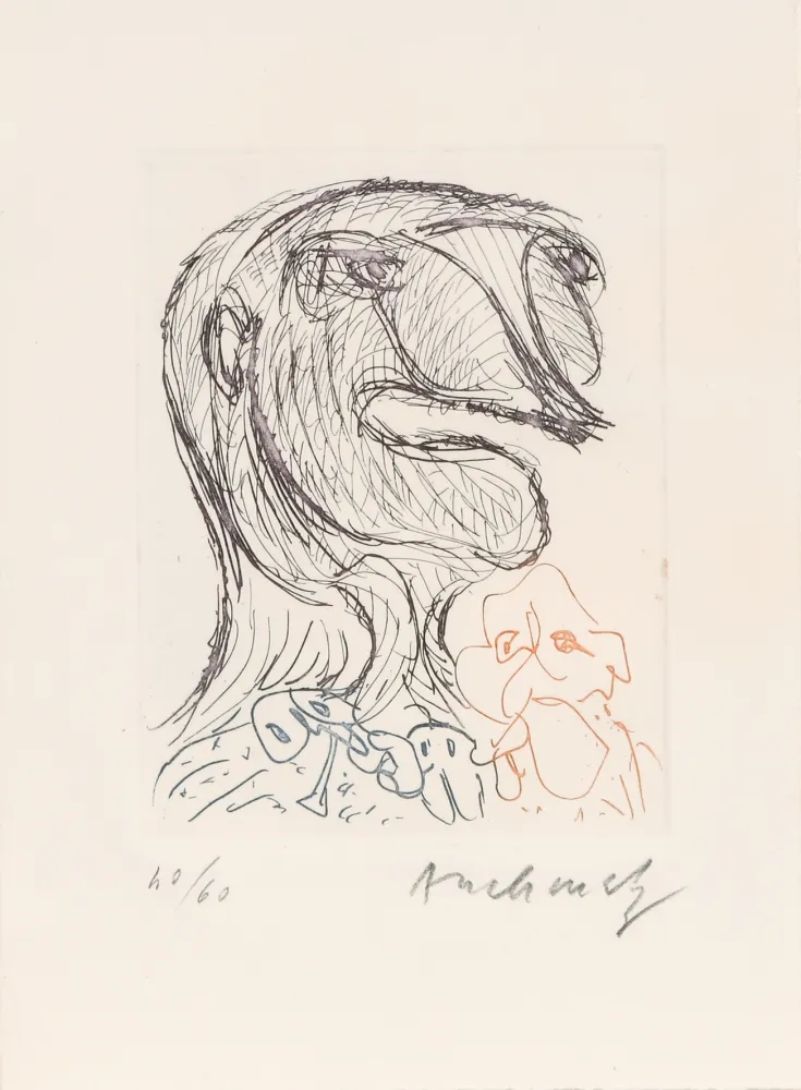 蚀刻版画 Alechinsky - Quelques vieilles lignes X