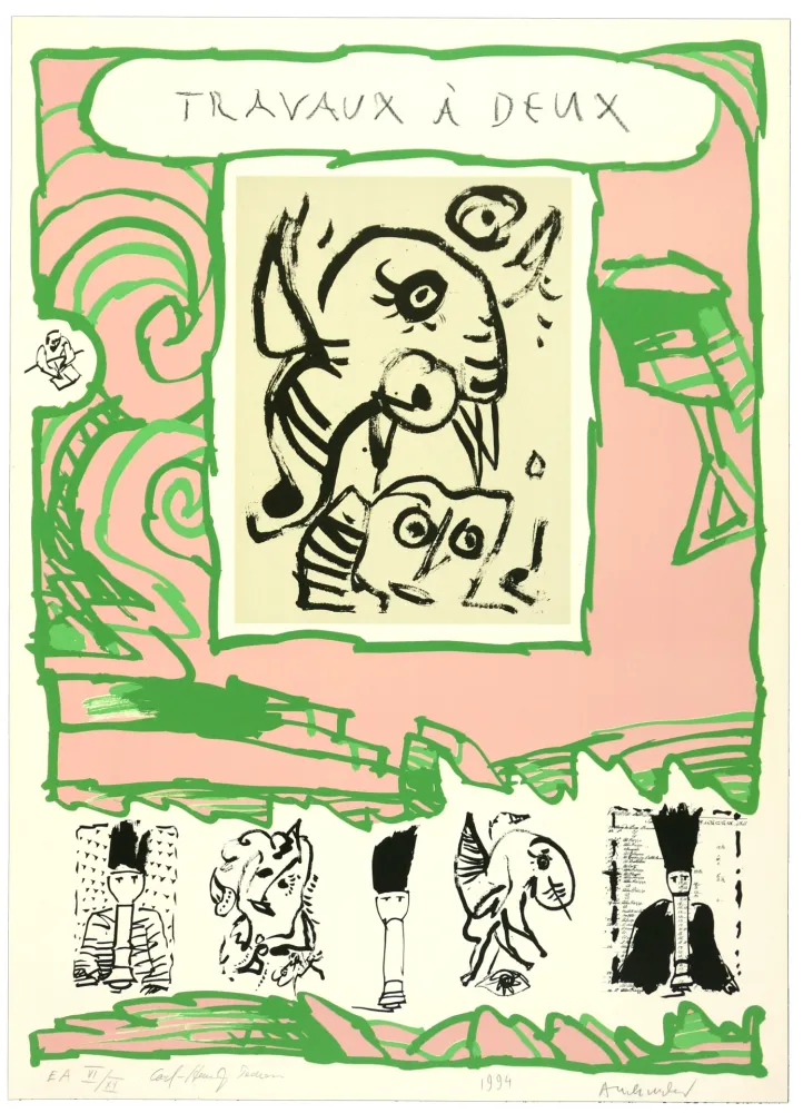 石版画 Alechinsky - Travaux à deux