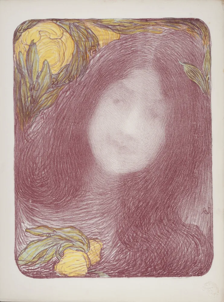 石版画 Aman-Jean - Sous les Fleurs, 1897