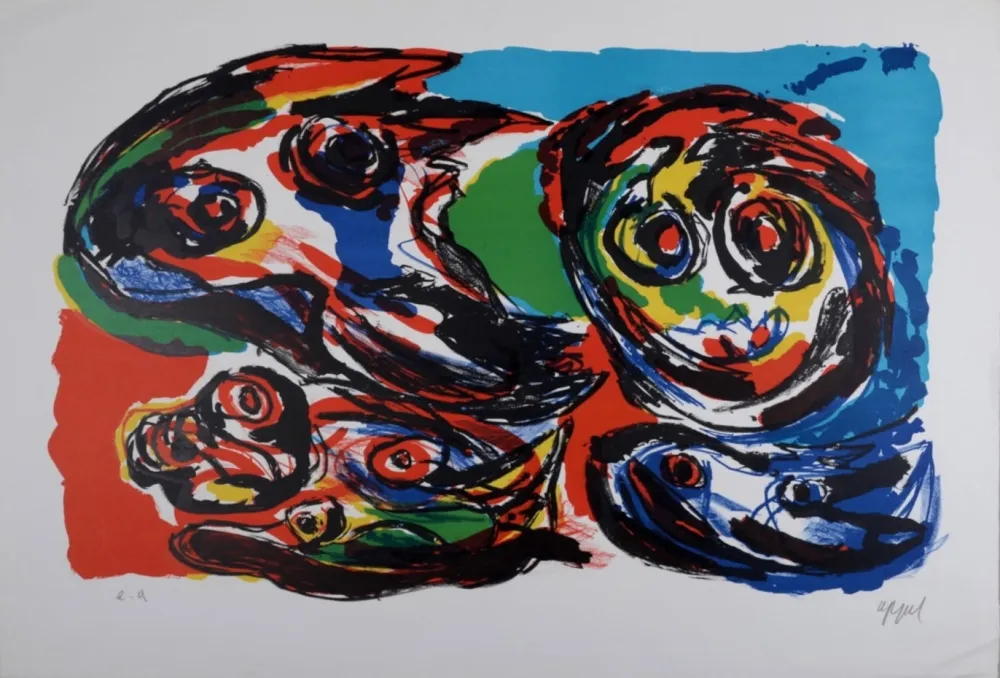 石版画 Appel - Quatre Têtes