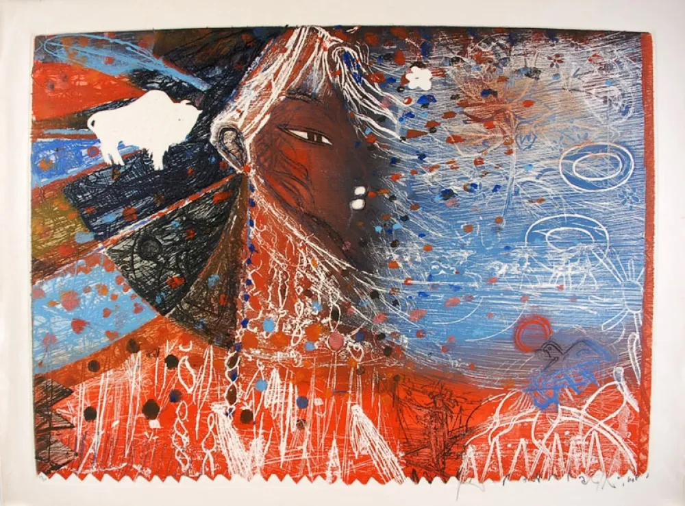 蚀刻版画 Arbaretaz - Blue mystical woman