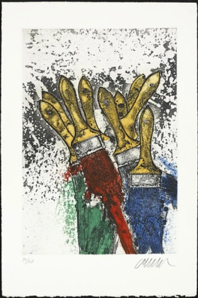 蚀刻版画 Arman - Les manches jaunes