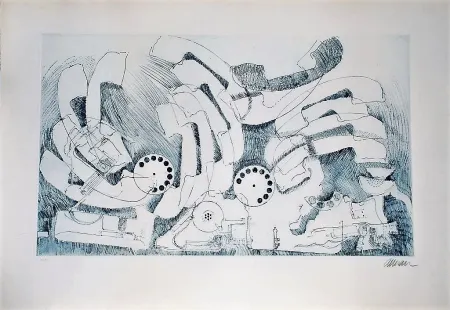 石版画 Arman - Les téléphones