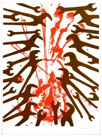 石版画 Arman - Violon et clefs