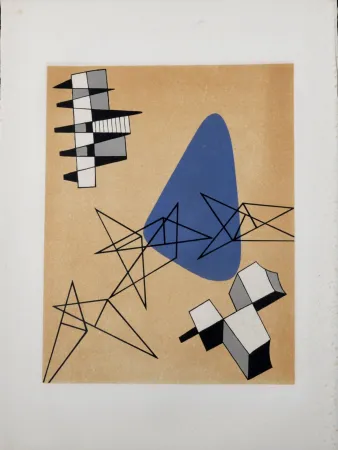 石版画 Arp - Jean Arp, Alberto Magnelli & Sophie Taeuber-Arp. - Untitled Collaboration, Aux Nourritures Terrestres, 1950