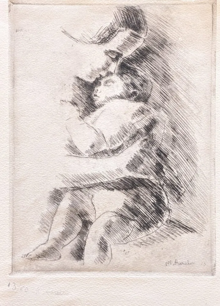 版画 Asselin - Maternité