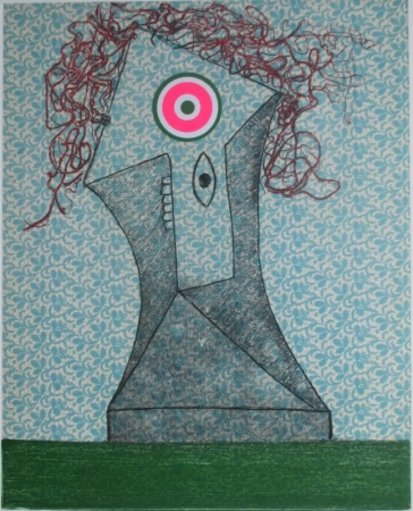 版画 Baj - Femme dans un fauteuil