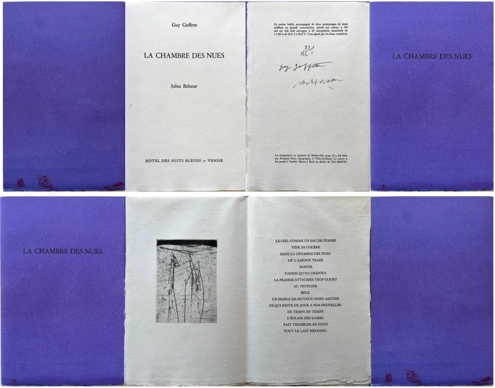 蚀刻版画 Baltazar - Guy Goffette: LA CHAMBRE DES NUES. Poème inédit (2007)