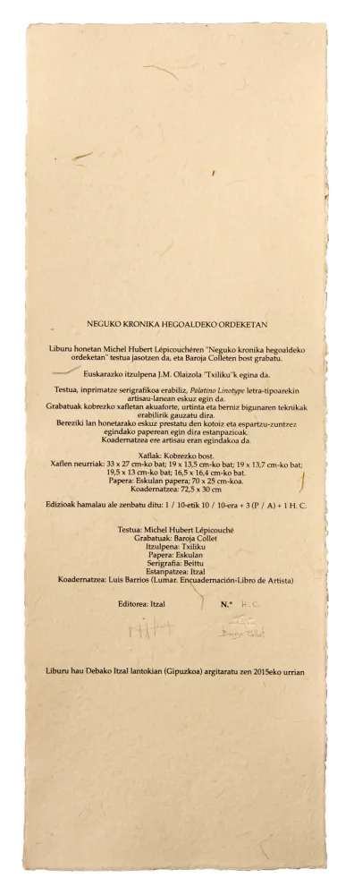 插图书 Baroja-Collet - Neguko kronika hegoaldeko ordeketan