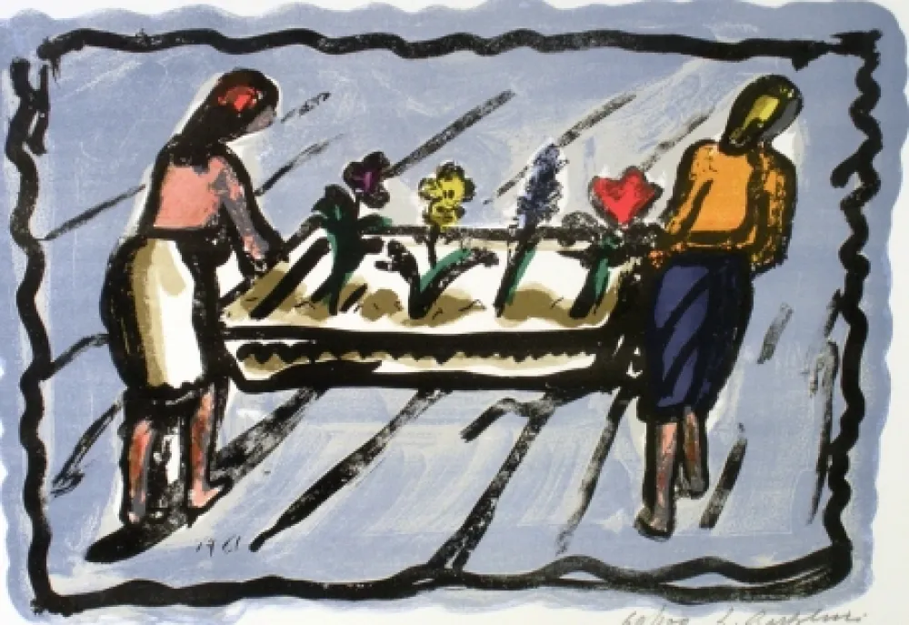 石版画 Bartolini - Le fioraie