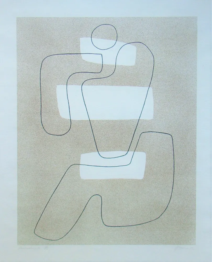石版画 Baumeister - Linienfigur mit hellen Flächen