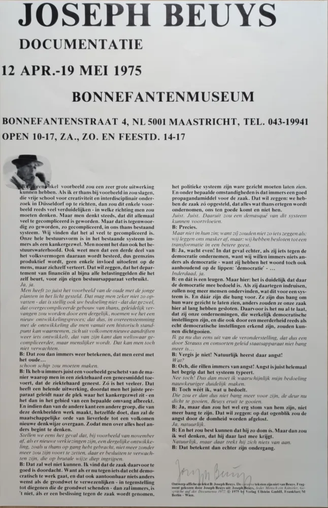 胶版印刷 Beuys - Joseph Beuys, Documentatie, 12 Apr.-19. Mei 1975, Bonnefantenmuseum