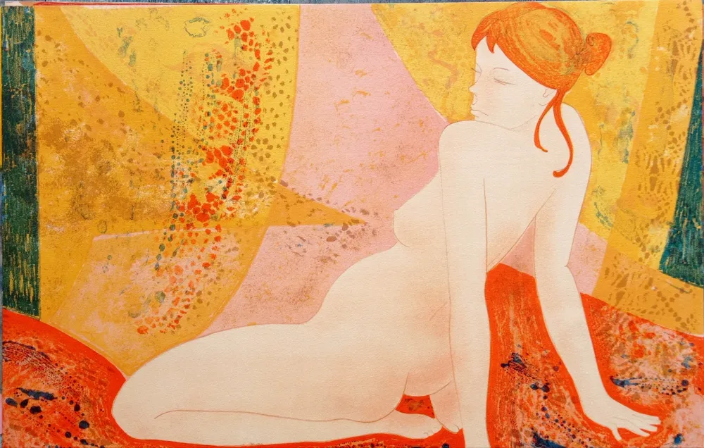 石版画 Bonnefoit - Alain Bonnefoit - Nude, Chromolithograph on Arches paper, Hand signed, cca 70-80's