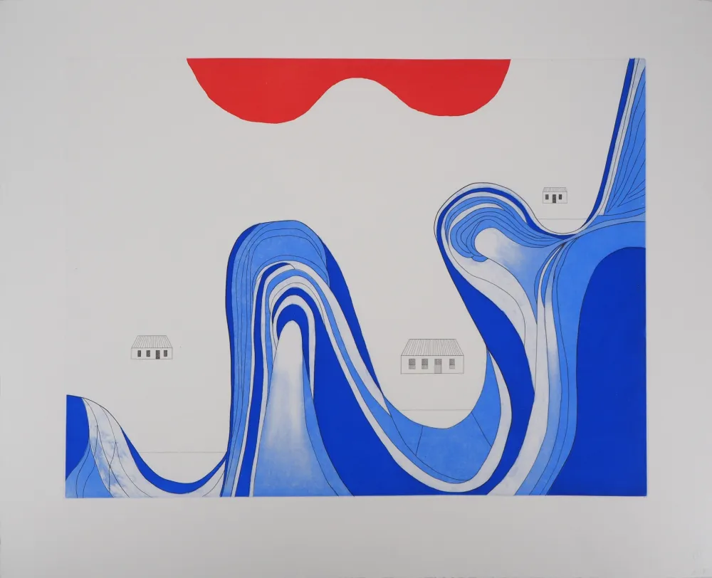 版画 Bourgeois - Paysage au lac